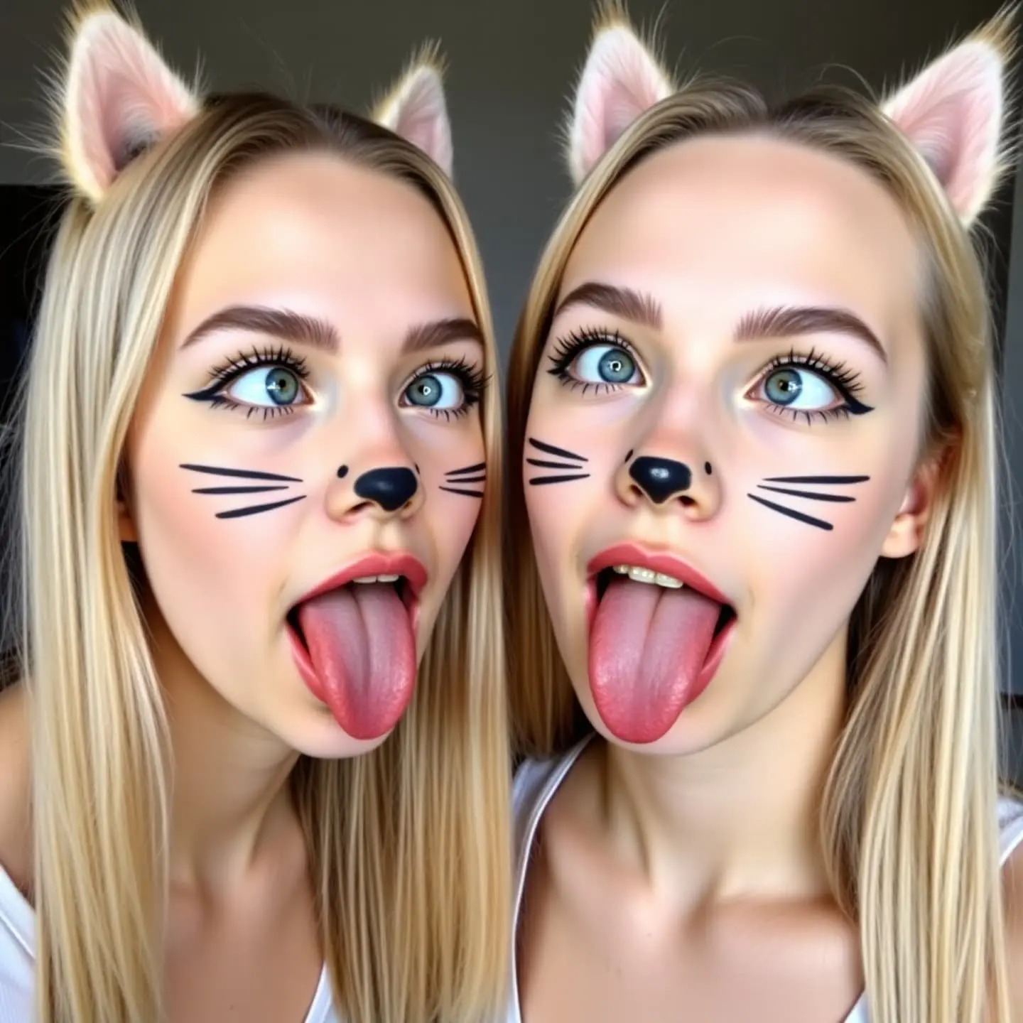 Two Kitties Give Cute Ahegao